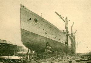 "The Aquitania on the Stocks", vuodelta 1930. tekijältä John Brown and Company
