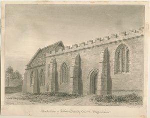 Abbots Bromley Church: seepiapiirustus tekijältä John Buckler