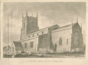 Alstonfield Church: seepiapiirros, 1839 tekijältä John Buckler