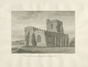 Arley Church: seepiapiirustus, 1846 tekijältä John Buckler