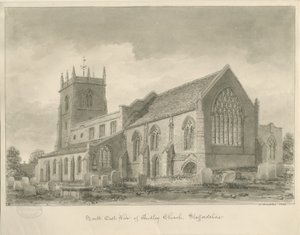 Audley Church: seepiapiirustus, 1840 tekijältä John Buckler