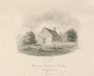 Audley Grammar School: seepiapiirustus tekijältä John Buckler