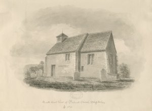 Bednallin kirkko: seepiapiirros, 1841 tekijältä John Buckler