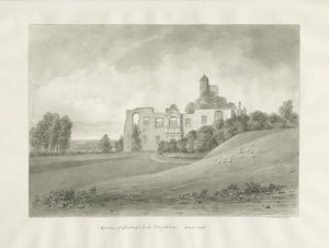 Biddulph Hall (vanha): seepiapiirustus tekijältä John Buckler