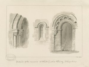 Brewood - Whiteladies Priory (Ruin) : seepiapiirustus tekijältä John Buckler