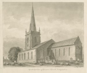 Brewood Church: seepiapiirustus tekijältä John Buckler