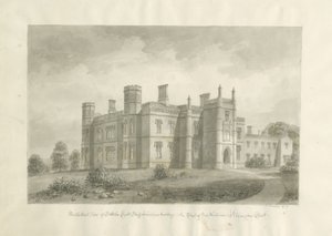 Butterton Hall: seepiapiirustus tekijältä John Buckler
