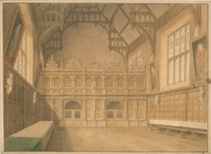Cambridgeshire - Trinity College Hall - Sisänäkymä tekijältä John Buckler