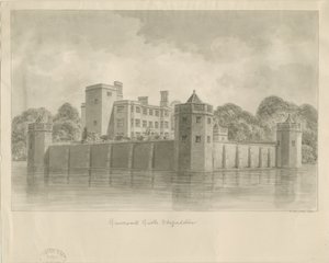 Caverswall Castle: seepiapiirros tekijältä John Buckler