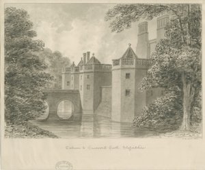 Caverswallin linna: seepiapiirros, 1840 tekijältä John Buckler