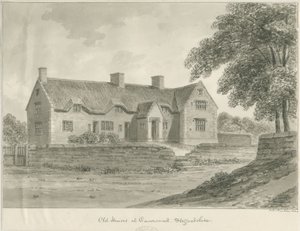 Caverswall Village - Vanhat talot: seepiapiirros, 1840 tekijältä John Buckler