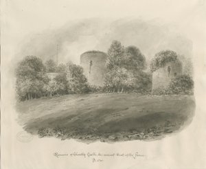 Chartley Castle: seepiapiirros tekijältä John Buckler
