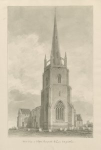 Clifton Campville Church: seepiapiirustus, 1838 tekijältä John Buckler
