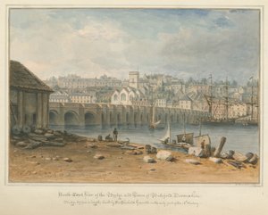 Devonshire - Bideford - Bridge and Town, 1827 tekijältä John Buckler