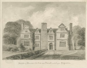 Dimsdale Old Hall: seepiapiirros, 1841 tekijältä John Buckler