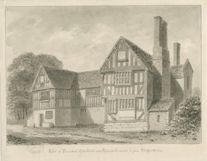Dimsdale Old Hall: seepiapiirros, 1841 tekijältä John Buckler