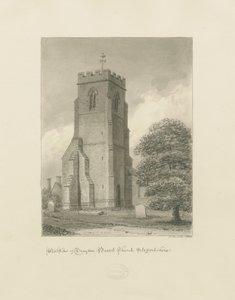 Drayton Bassett Church: seepiapiirros, 1838 tekijältä John Buckler