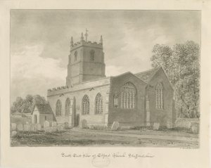 Elford Church: seepiapiirros, 1838 tekijältä John Buckler