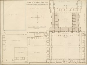 Essex - Audley End - Suunnitelma: seepiapiirustus, 1815 tekijältä John Buckler