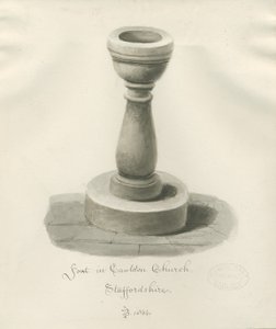 Font Cauldon Churchissa: seepiapiirros tekijältä John Buckler