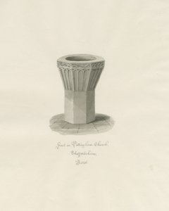 Fontti Pattinghamin kirkossa: seepiapesupiirros, 1846 tekijältä John Buckler