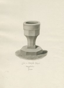 Fontti Statfold Chapelissa: seepiapiirros, 1848 tekijältä John Buckler