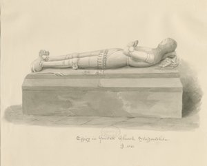 Gnosall Church - Effigy: pesupiirustus tekijältä John Buckler