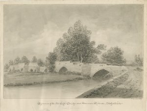 Handsacre - Old High Bridge: seepiapiirros, 1839 tekijältä John Buckler