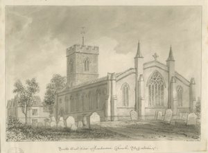 Harborne Church: seepiapiirustus tekijältä John Buckler