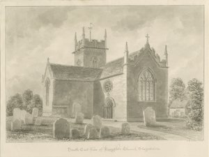 Haughton Church: seepiapesupiirustus, 1842 tekijältä John Buckler