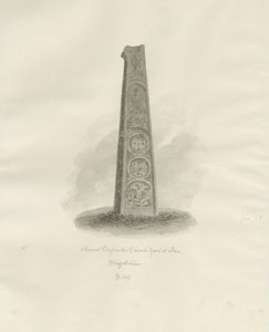 Ilam Church - Muinainen risti: seepiapiirustus, 1847 tekijältä John Buckler
