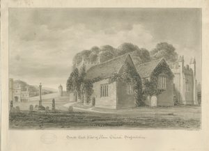Ilam Church: seepiapiirustus, 1839 tekijältä John Buckler