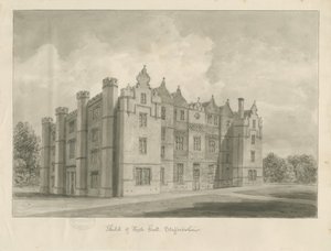Keele Hall: seepiapiirustus tekijältä John Buckler