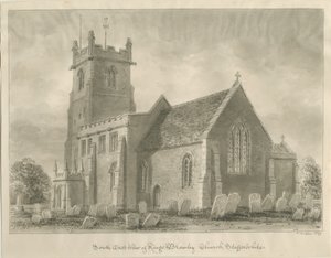 Kings Bromley Church: seepiapiirustus, 1839 tekijältä John Buckler