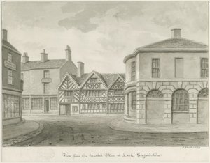 Leek Town - Market Place: seepiapiirros tekijältä John Buckler