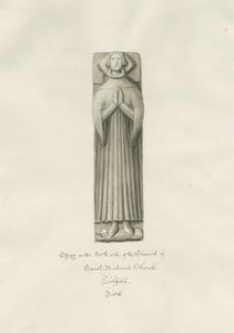 Lichfield - Effigy Pyhän Mikaelin kirkon kansliassa: seepiapiirros tekijältä John Buckler