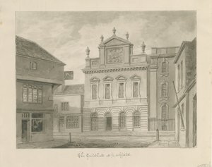 Lichfield - Guildhall: seepiapiirustus tekijältä John Buckler