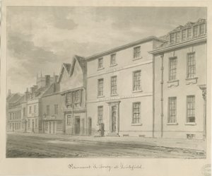 Lichfield - Kirjasto: seepiapiirustus, 1833 tekijältä John Buckler