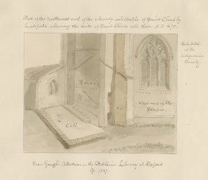 Lichfield - St. Chadin kirkko: seepiapesupiirros tekijältä John Buckler