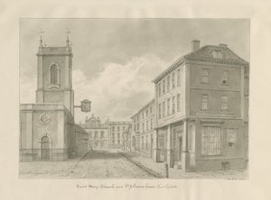 Lichfield - Pyhän Marian kirkko: seepiapiirros, 1833 tekijältä John Buckler