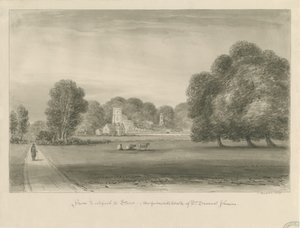 Lichfield - Stowe: seepiapiirustus, 1841 tekijältä John Buckler