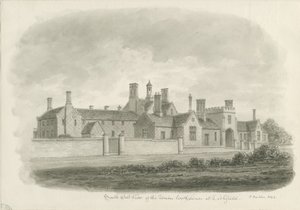 Lichfield - Union Workhouse: seepiapiirustus tekijältä John Buckler