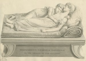 Lichfield Cathedral - "Nukkuvat lapset": seepiapiirustus, nd [1800-luvulla] (piirustus) tekijältä John Buckler
