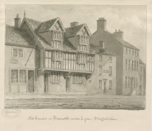 Newcastle-under-Lyme - Vanhat talot: seepiapiirros, 1840 tekijältä John Buckler