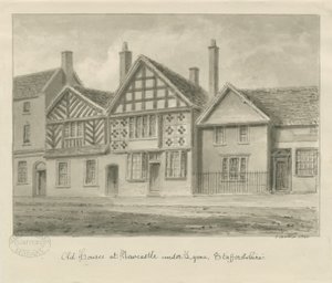 Newcastle-under-Lyme - Vanhat talot: seepiapiirros, 1840 tekijältä John Buckler