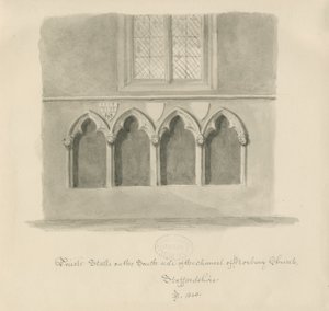 Norbury Church - Priests" -kojut: seepiapesupiirros, 1843 tekijältä John Buckler