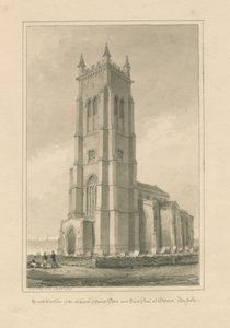 Norfolk - Cromer - Pietarin ja Paavalin kirkko: seepiapiirros, 1847 tekijältä John Buckler