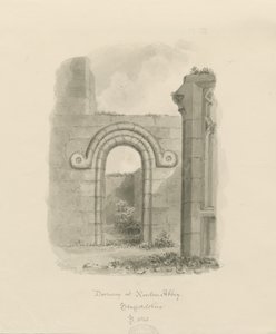 Ranton Abbey [Priory] - Oviaukon jäänteet: seepiapiirros tekijältä John Buckler