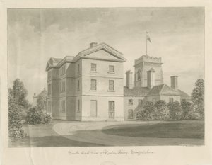 Ranton Abbey [Priory]: seepiapiirustus, 1842 tekijältä John Buckler