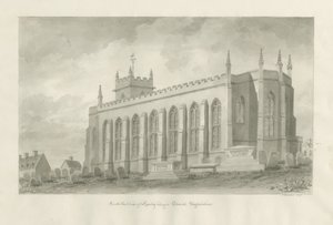 Rowley Regis Church: seepiapiirustus, 1847 tekijältä John Buckler